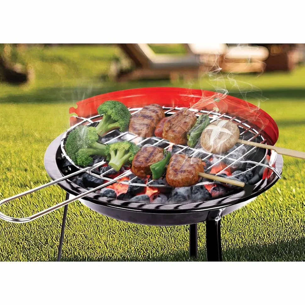 Grill ogrodowy węglowy MG Home 13 cali, chromowany ruszt
