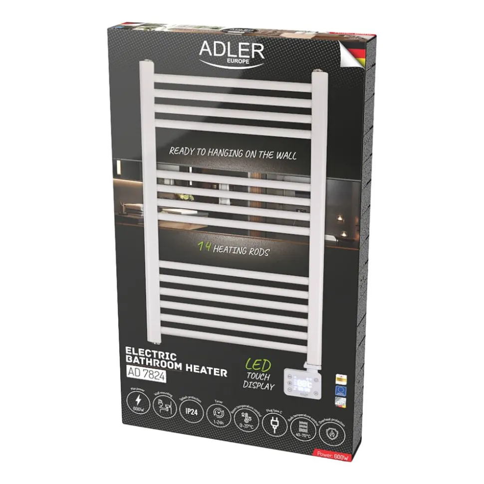 Grzejnik łazienkowy Adler AD 7824, 600 W, LED