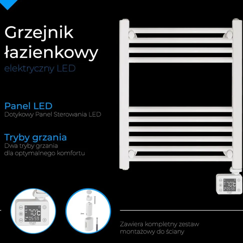 Grzejnik łazienkowy Adler AD 7823, 400 W, LED