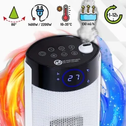 Grzejnik kolumnowy Adler AD 7730, ceramiczny, z nawilżaczem i LCD