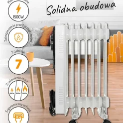 Grzejnik olejowy Adler AD 7815, 7 żeberek, 3 ustawienia mocy grzania