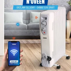 Grzejnik olejowy Noveen OH999, 2000 W, inteligentne gniazdko WiFi Tuya