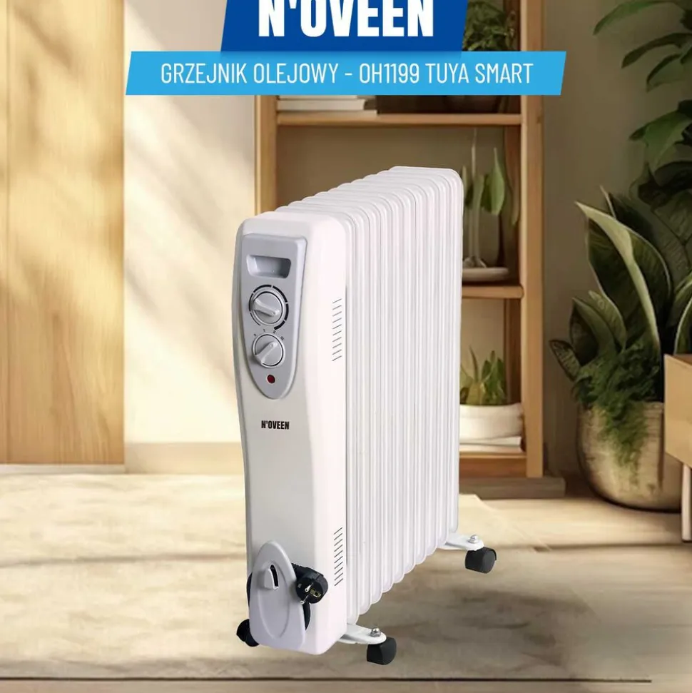 Grzejnik olejowy Noveen OH1199, 2500 W, inteligentne gniazdko WiFi Tuya