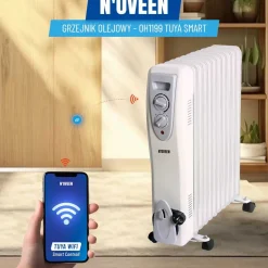 Grzejnik olejowy Noveen OH1199, 2500 W, inteligentne gniazdko WiFi Tuya
