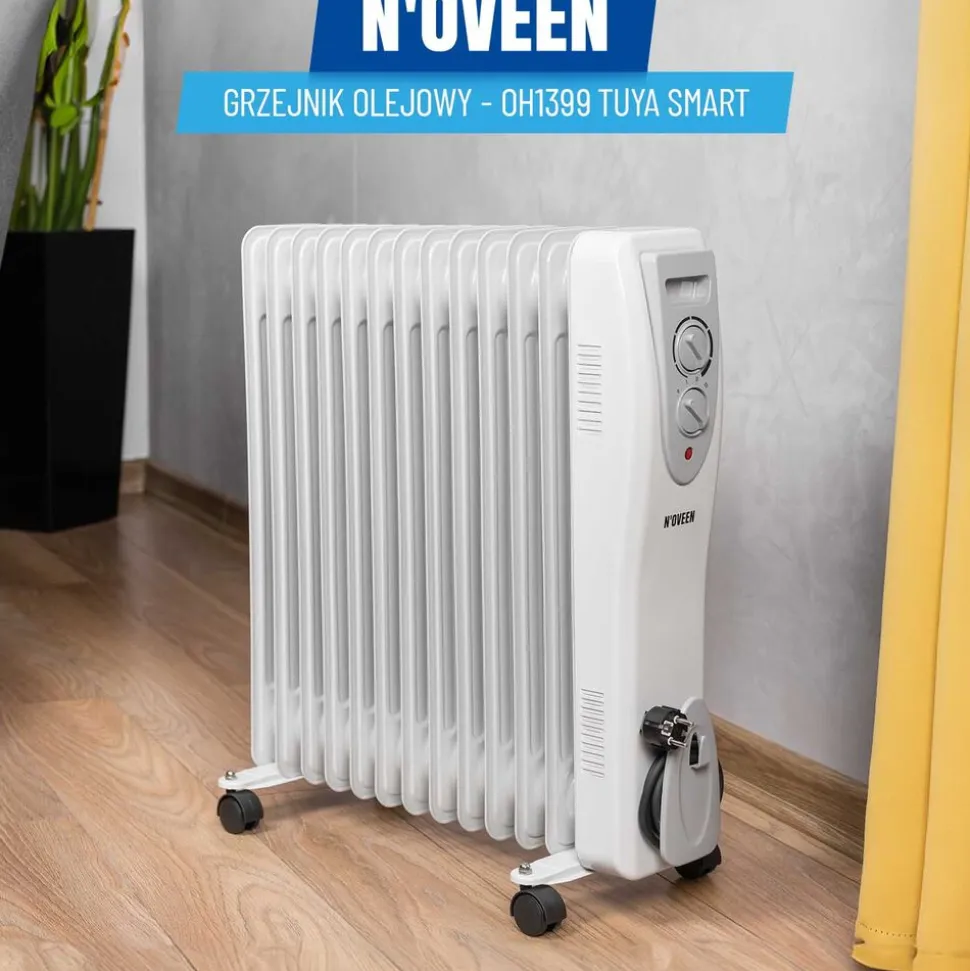 Grzejnik olejowy Noveen OH1399, 3000 W, inteligentne gniazdko WiFi Tuya