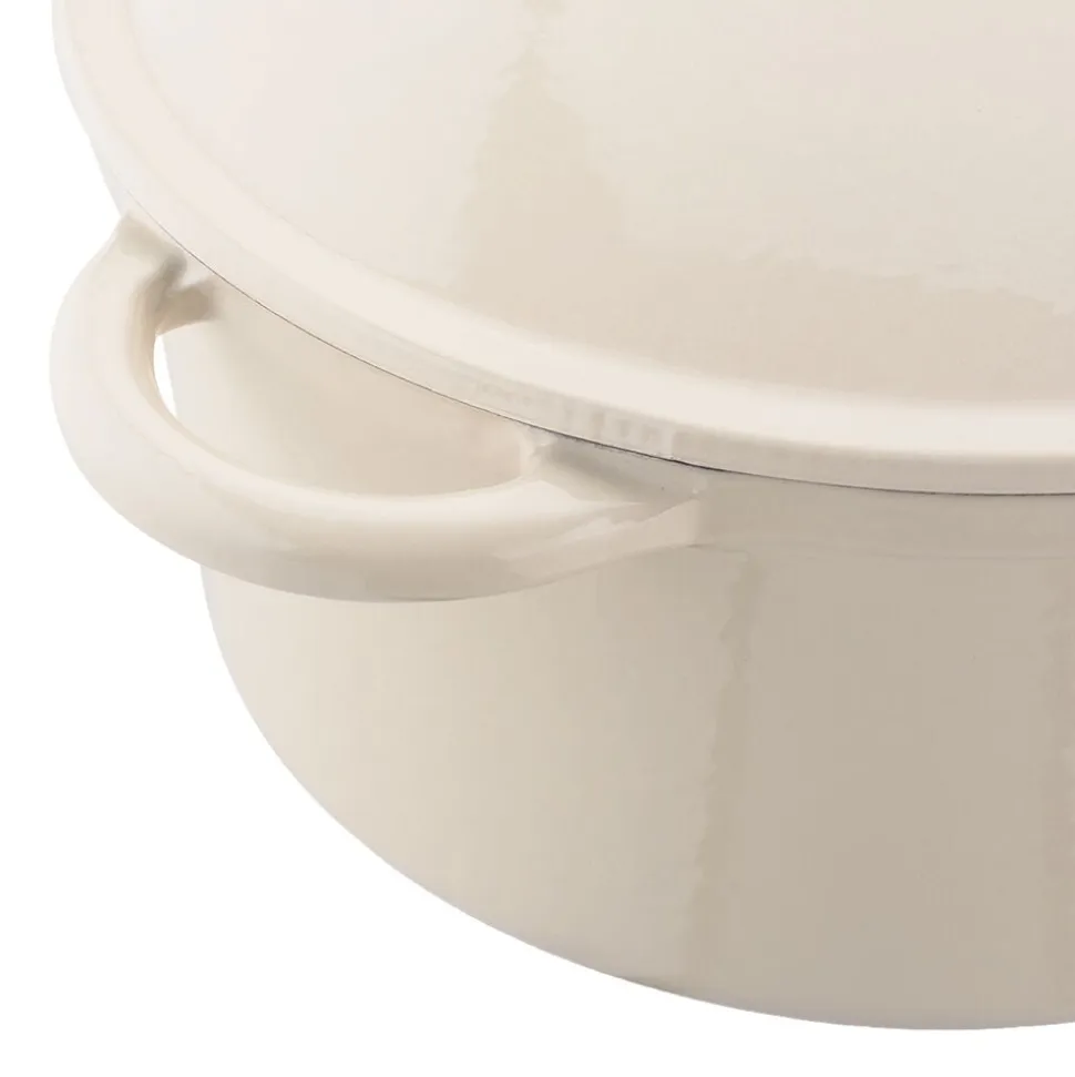 Gęsiarka żeliwna emaliowana Konighoffer 5 l, 25 x 12,3 cm, okrągła, kremowa