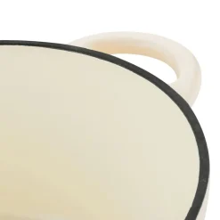 Gęsiarka żeliwna emaliowana Konighoffer 5 l, 25 x 12,3 cm, okrągła, kremowa