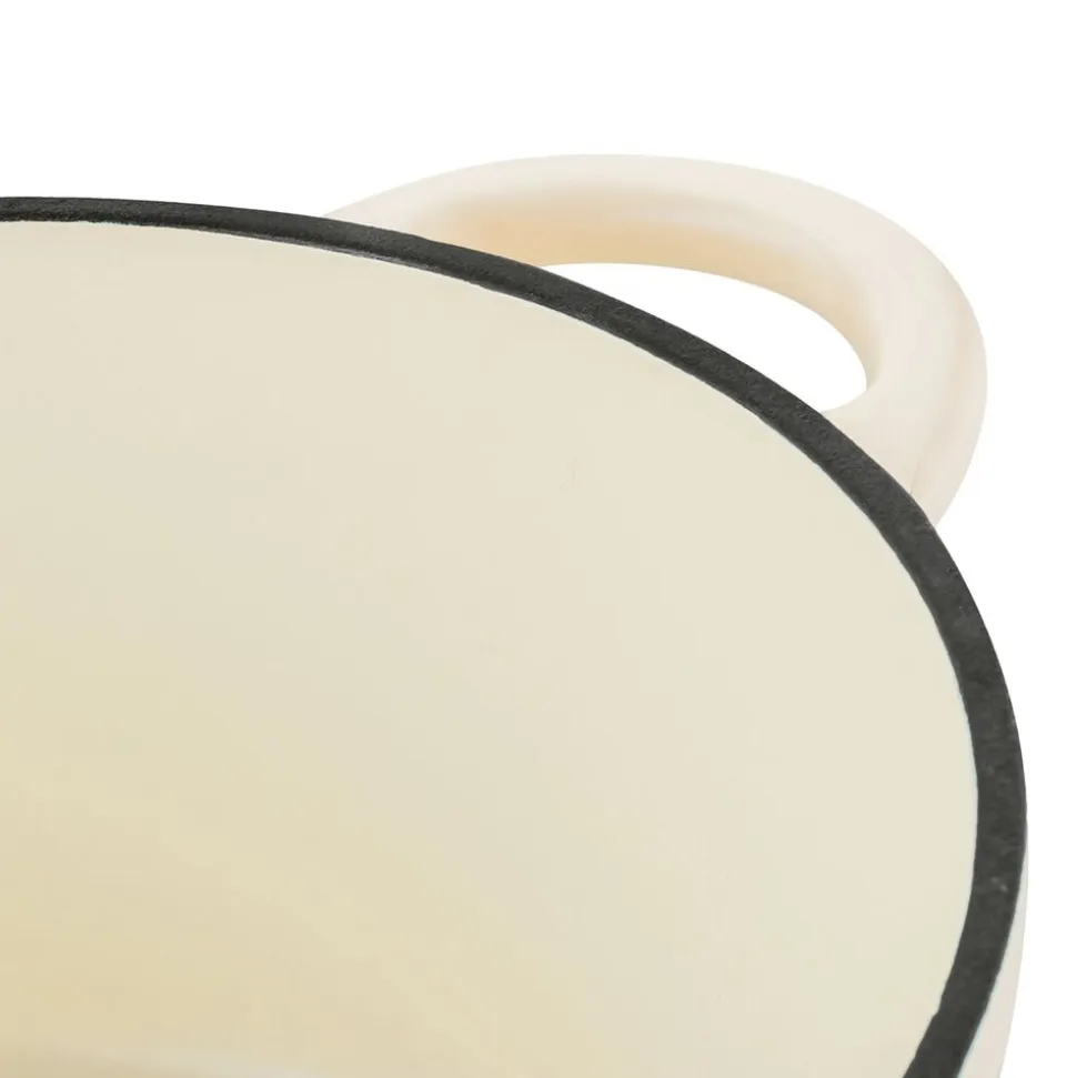 Gęsiarka żeliwna emaliowana Konighoffer 5 l, 25 x 12,3 cm, okrągła, kremowa