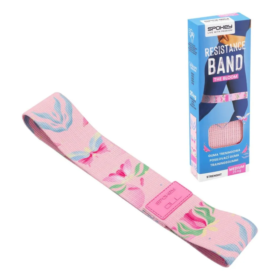 Guma oporowa Spokey The Bloom Elastic Band, opór 25 kg, różowa