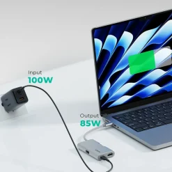 Hub USB-C adapter 3 w 1 Aukey UH-CUH01 TravelDok, srebrny