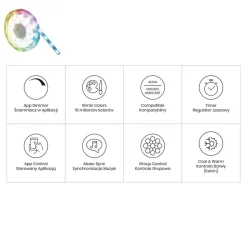 Inteligentna taśma LED RGB Smart Tuya IP65 Eko-Light, 3 m, Wi-Fi