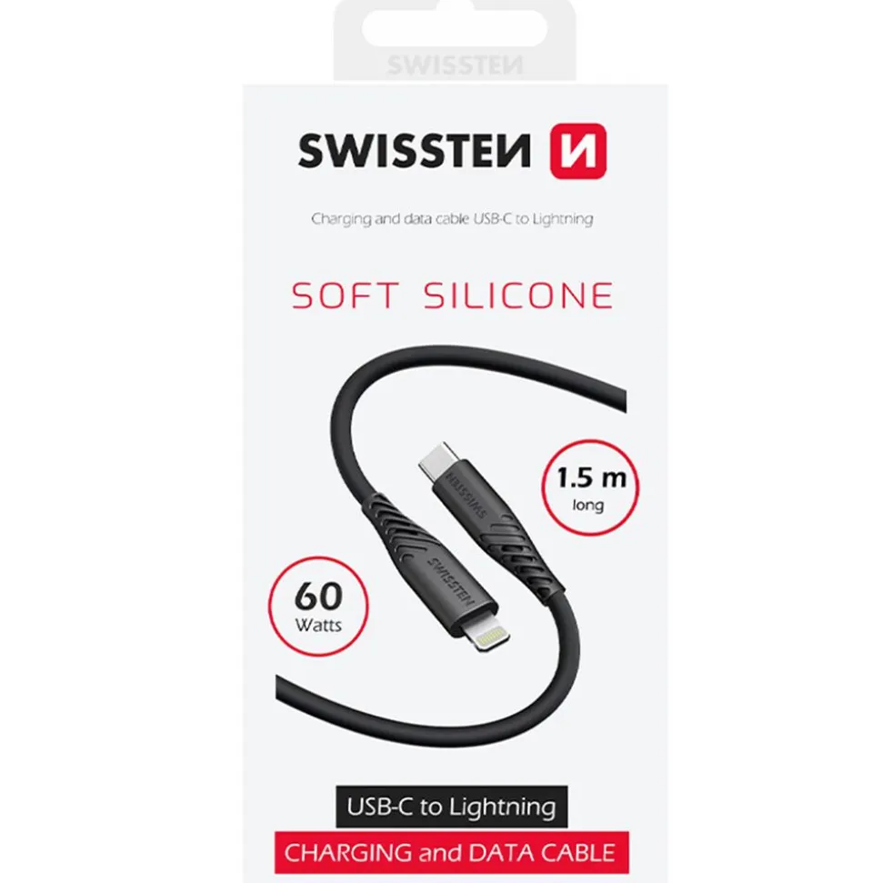 Kabel USB-C - Lightning Swissten, 60 W, 1,5 m