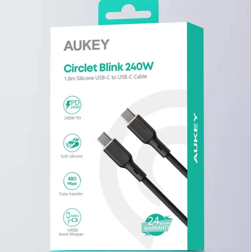 Kabel USB-C-USB-C Aukey CB-DCC241, 240 W, 1,8 m