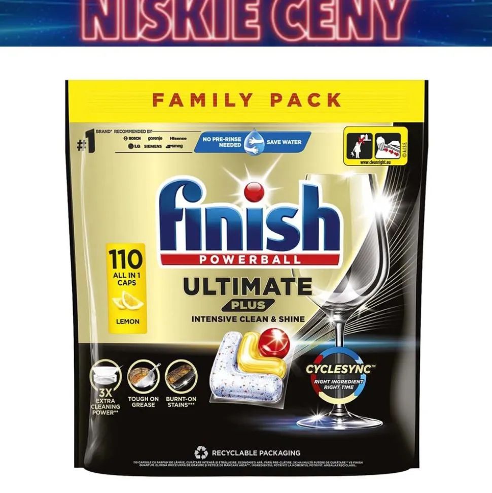 Kapsułki do zmywarki Finish Ultimate Plus Lemon, 110 sztuk