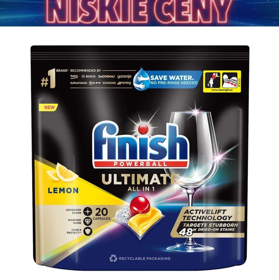 Kapsułki do zmywarki Finish Ultimate Lemon, 20 sztuk