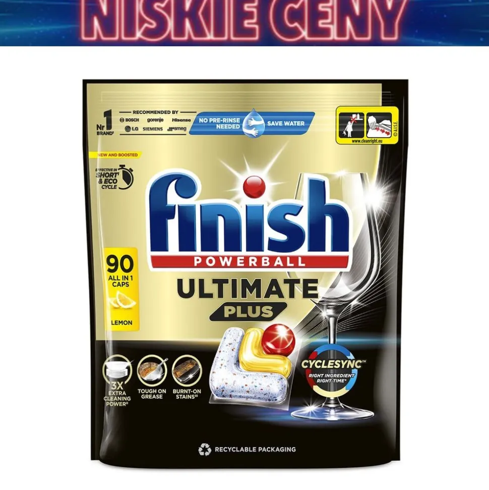 Kapsułki do zmywarki Finish Ultimate Plus Lemon, 90 sztuk