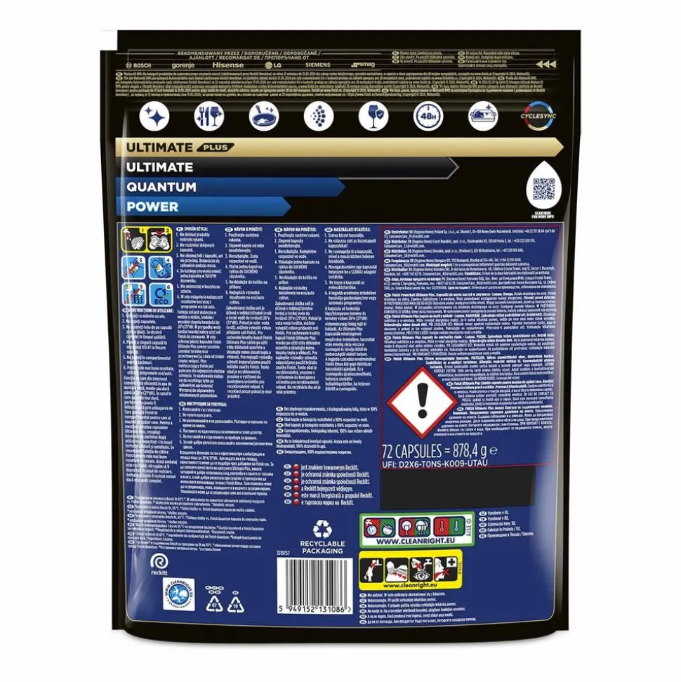 Kapsułki do zmywarki Finish Ultimate Plus Lemon, 72 sztuki