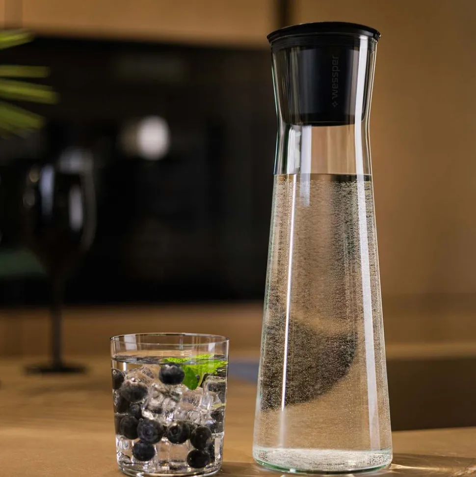 Karafka filtrująca szklana Wessper K1 Borosilicate Actitex™, czarna
