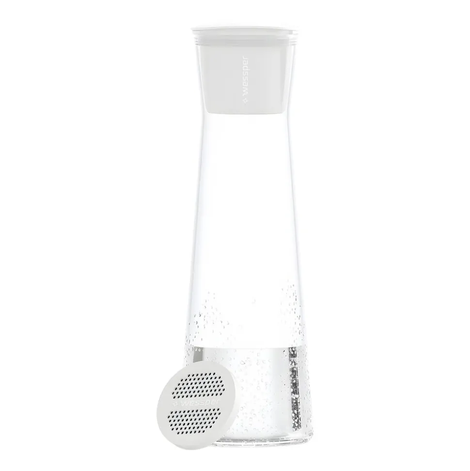 Karafka filtrująca szklana Wessper K1 Borosilicate Actitex™, biała