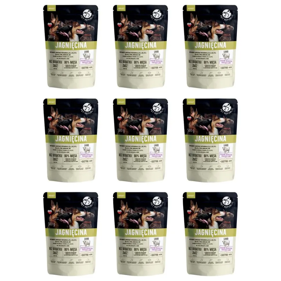 Karma dla dorosłych psów z jagnięciną Pet Republic, mokra, 9 x 500 g