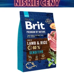 Karma dla psa Brit Premium By Nature Sensitive, sucha, z jagnięciną, 3 kg