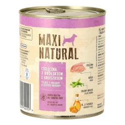 Karma dla psa Maxi Natural, cielęcina i królik z zielonym groszkiem, mokra, 12 x 800 g