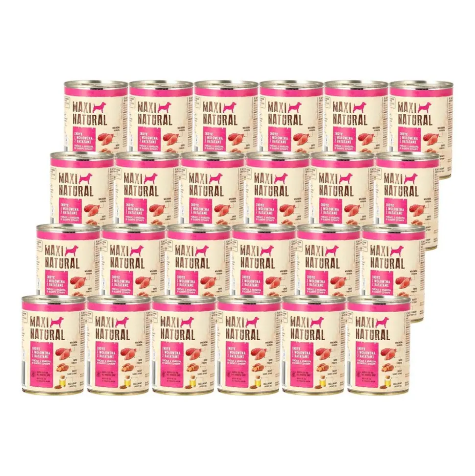 Karma dla psa Maxi Natural, indyk i wołowina z batatami, mokra, 24 x 400 g