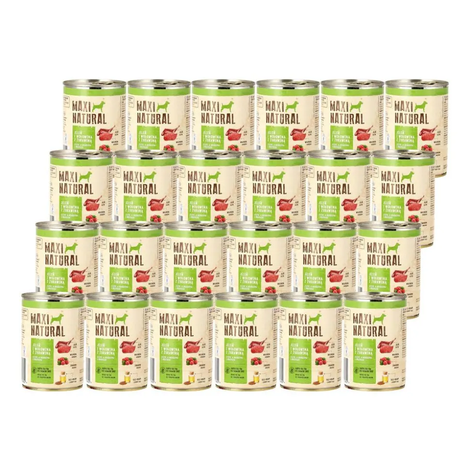 Karma dla psa Maxi Natural, jeleń i wołowina z żurawiną, mokra, 24 x 400 g