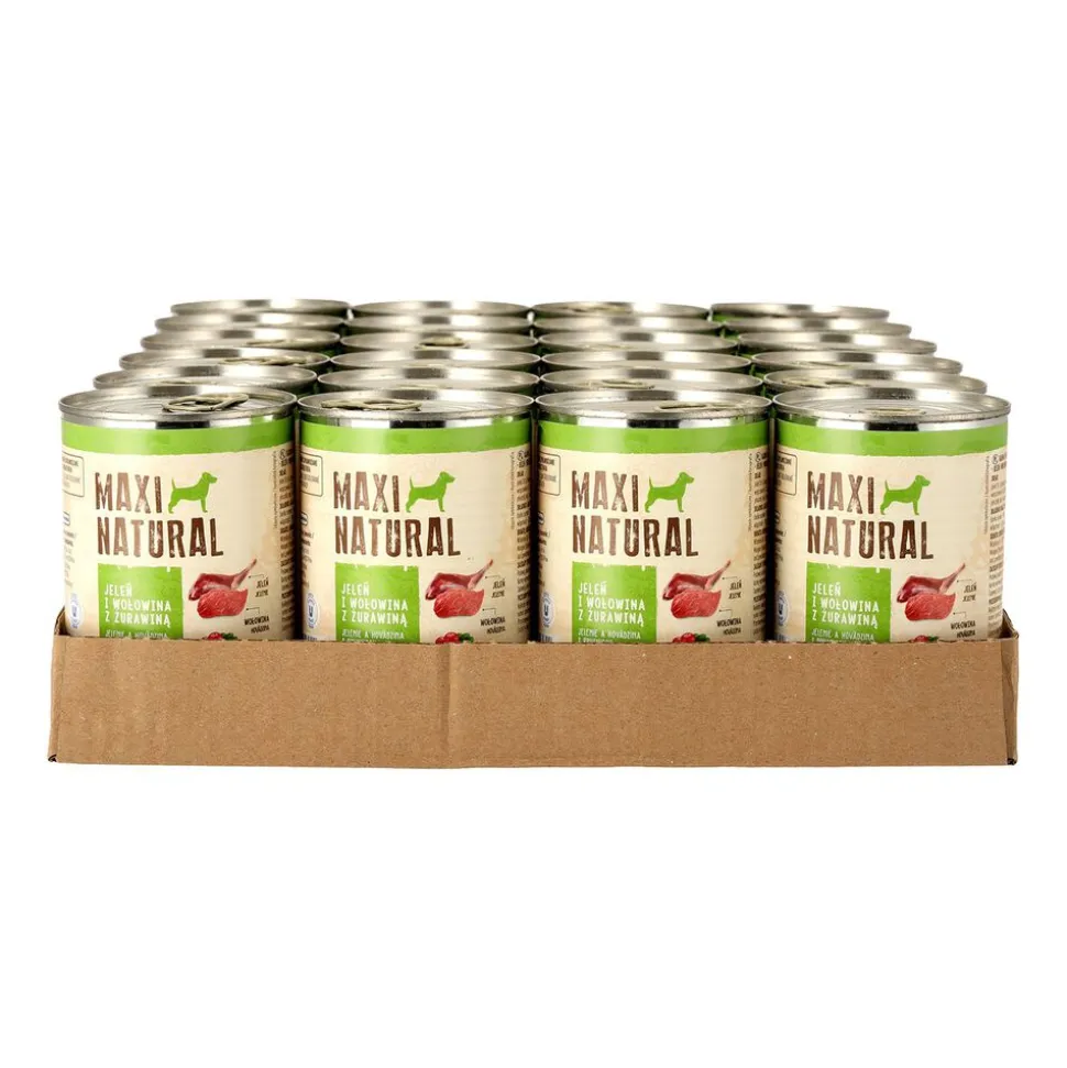 Karma dla psa Maxi Natural, jeleń i wołowina z żurawiną, mokra, 24 x 400 g
