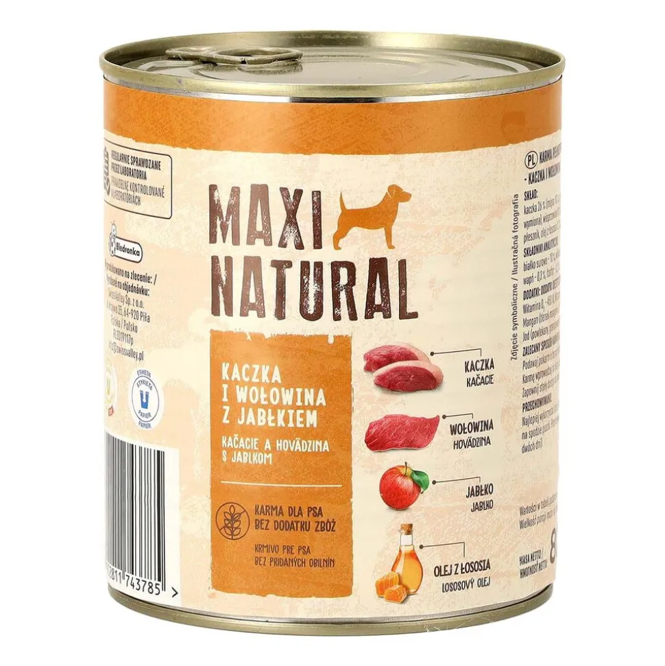Karma dla psa Maxi Natural, kaczka i wołowina z jabłkiem, mokra, 12 x 800 g