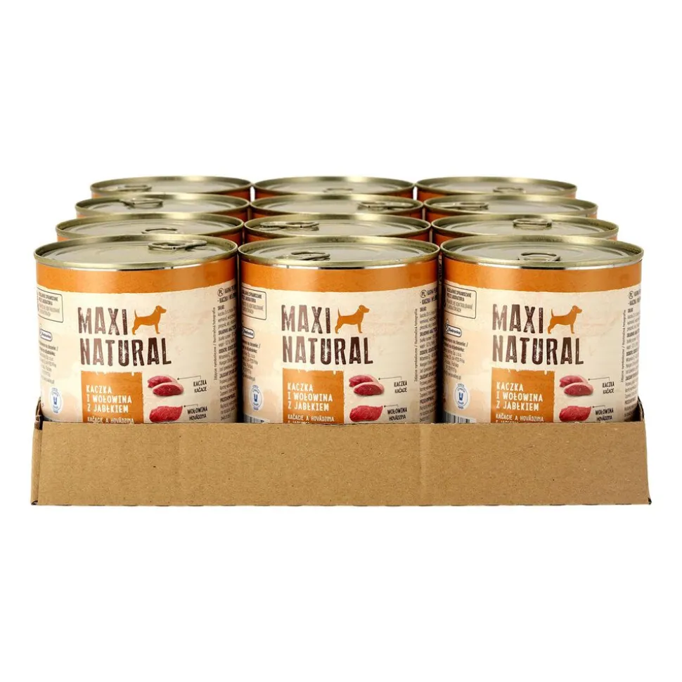Karma dla psa Maxi Natural, kaczka i wołowina z jabłkiem, mokra, 12 x 800 g