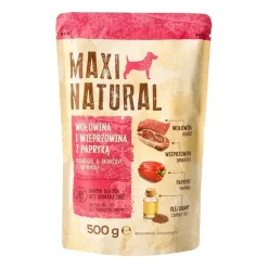 Karma dla psa Maxi Natural, mokra, wołowina i wieprzowina z papryką,10 x 500 g