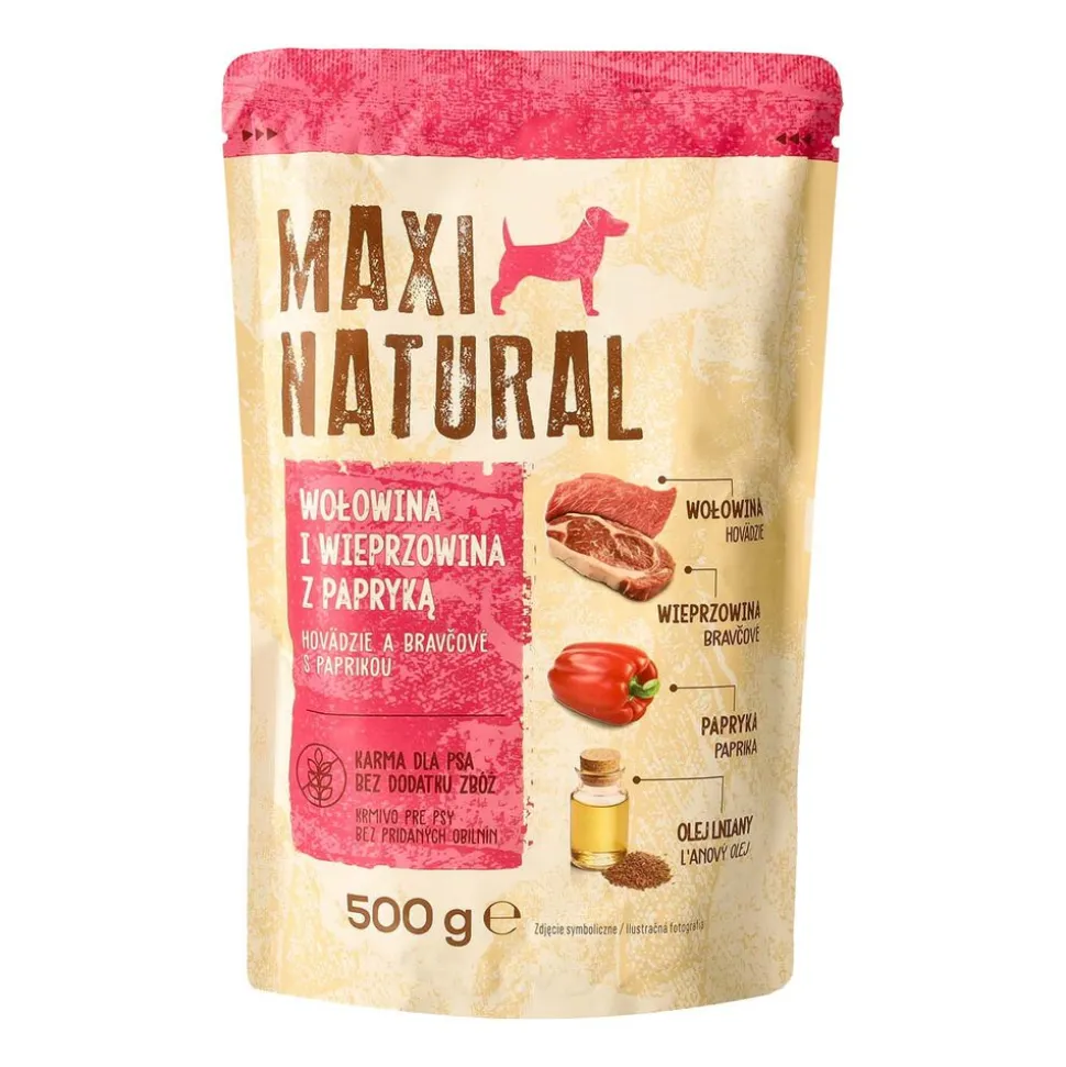Karma dla psa Maxi Natural, mokra, wołowina i wieprzowina z papryką,10 x 500 g
