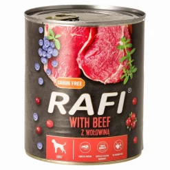 Karma dla psa Rafi, z wołowiną, borówką i żurawiną, mokra, 12 x 800 g