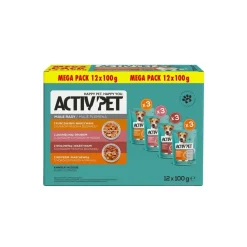 Karma dla psów Activ Pet, mokra, 4 smaki, 48 x 100 g