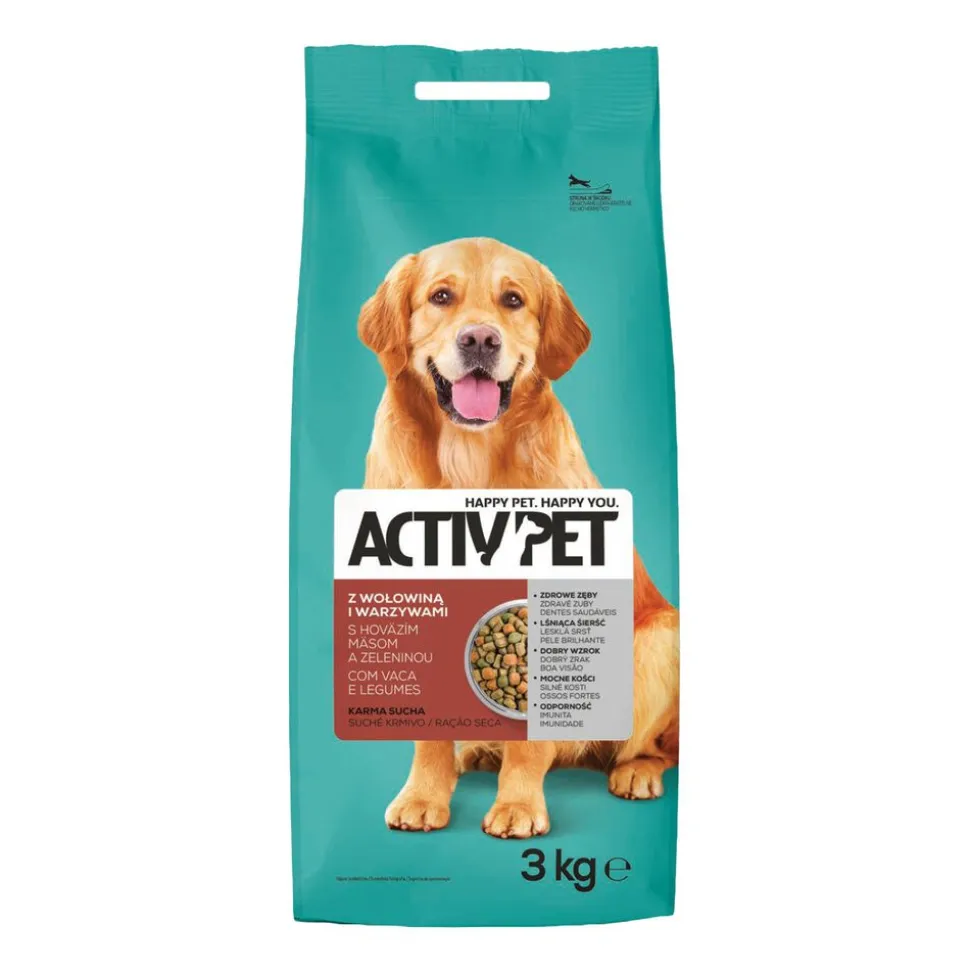 Karma dla psów Activ Pet, sucha, wołowina i kurczak, 4 x 3 kg