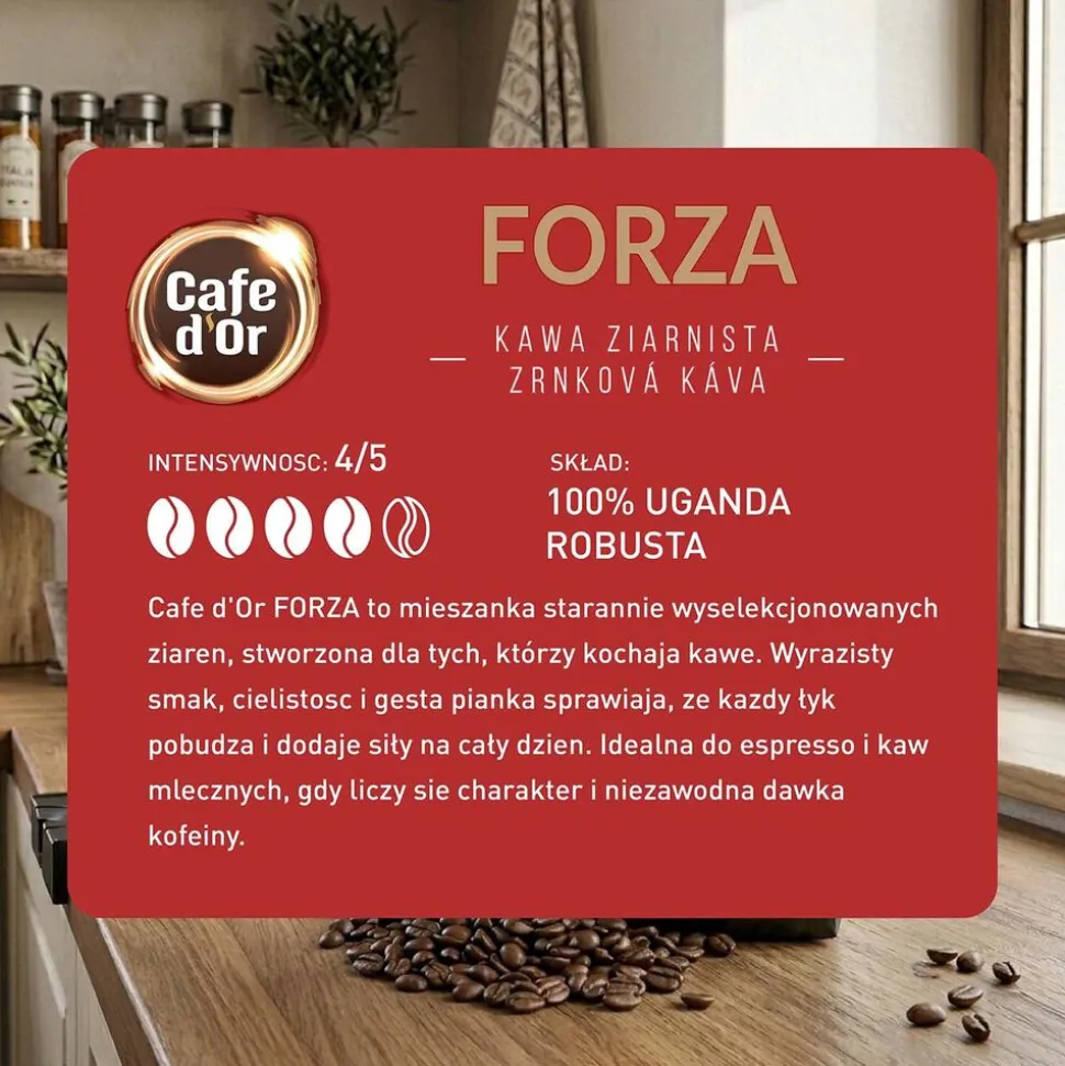 Kawa ziarnista Cafe D'or Forza, 100% Robusta, 1 kg