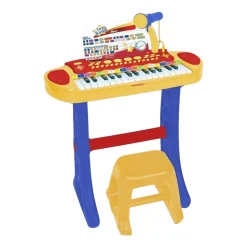 Keyboard elektroniczny Bontempi, z mikrofonem i stołkiem, żółty