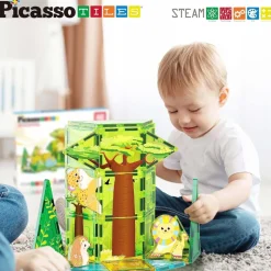 Klocki magnetyczne Picasso Safari, 38 elementów, z 8 zwierzątkami