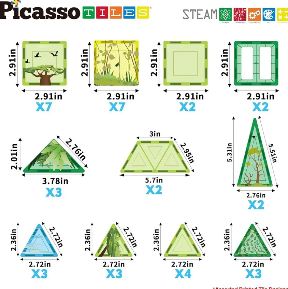 Klocki magnetyczne Picasso Safari, 38 elementów, z 8 zwierzątkami