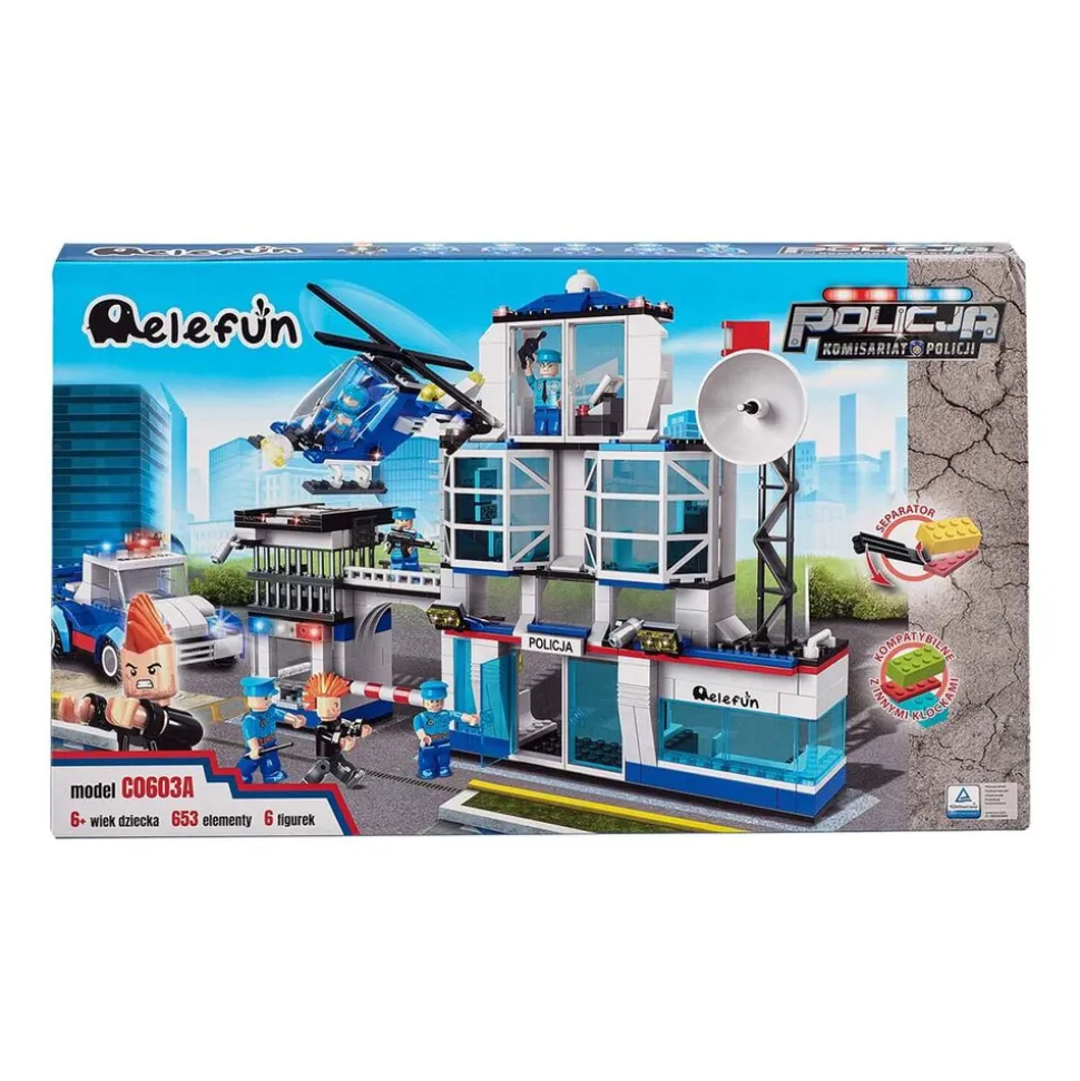 Klocki posterunek 653 elementy, 5 figurek