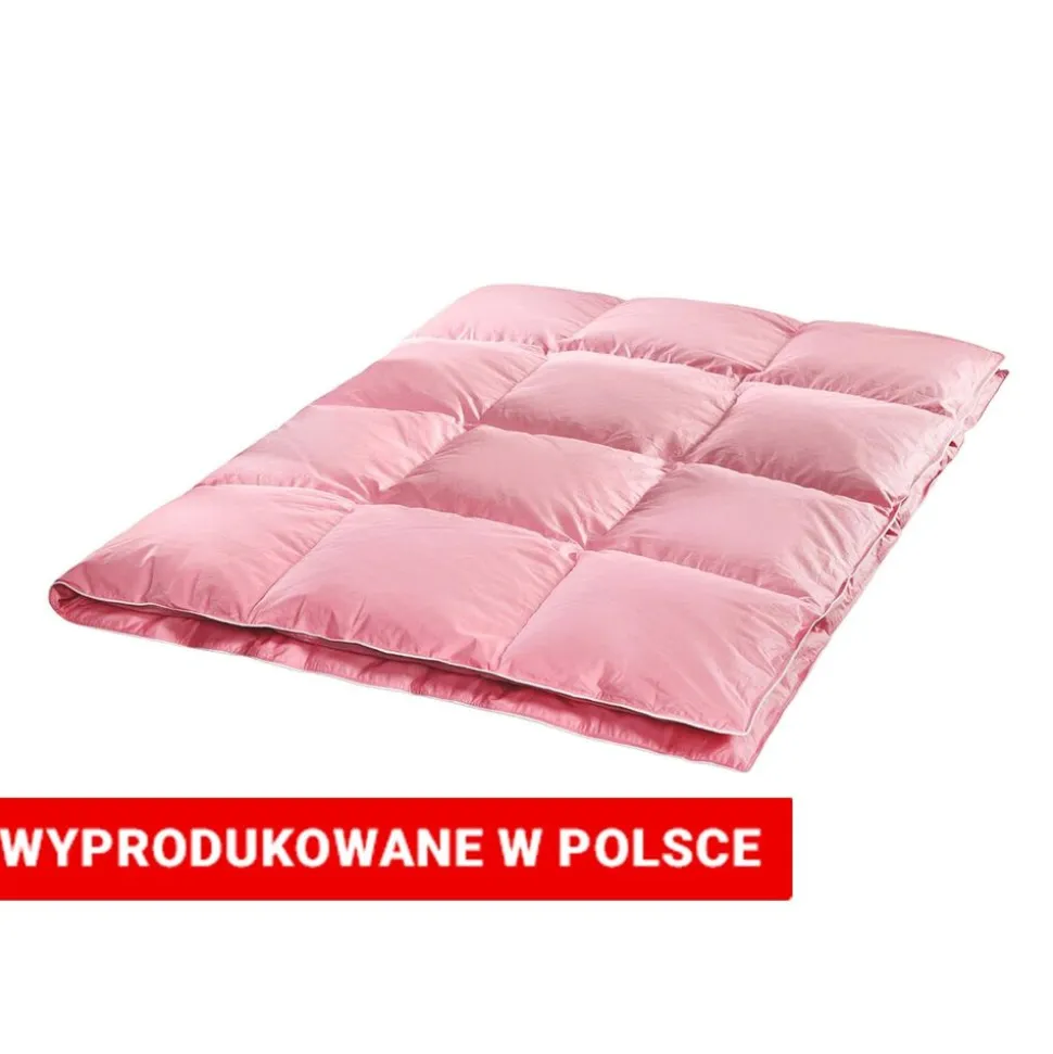 Kołdra puchowa 220 x 200 cm AMW, kaczy puch i pierze, różowa