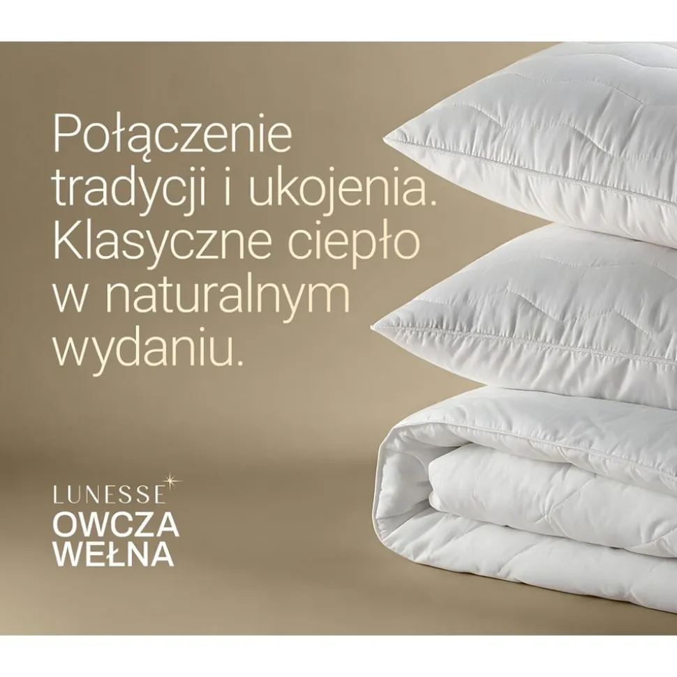 Kołdra 140 x 200 cm Lunesse Owcza Wełna, biała
