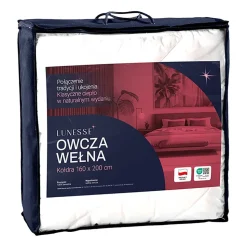 Kołdra 140 x 200 cm Lunesse Owcza Wełna, biała