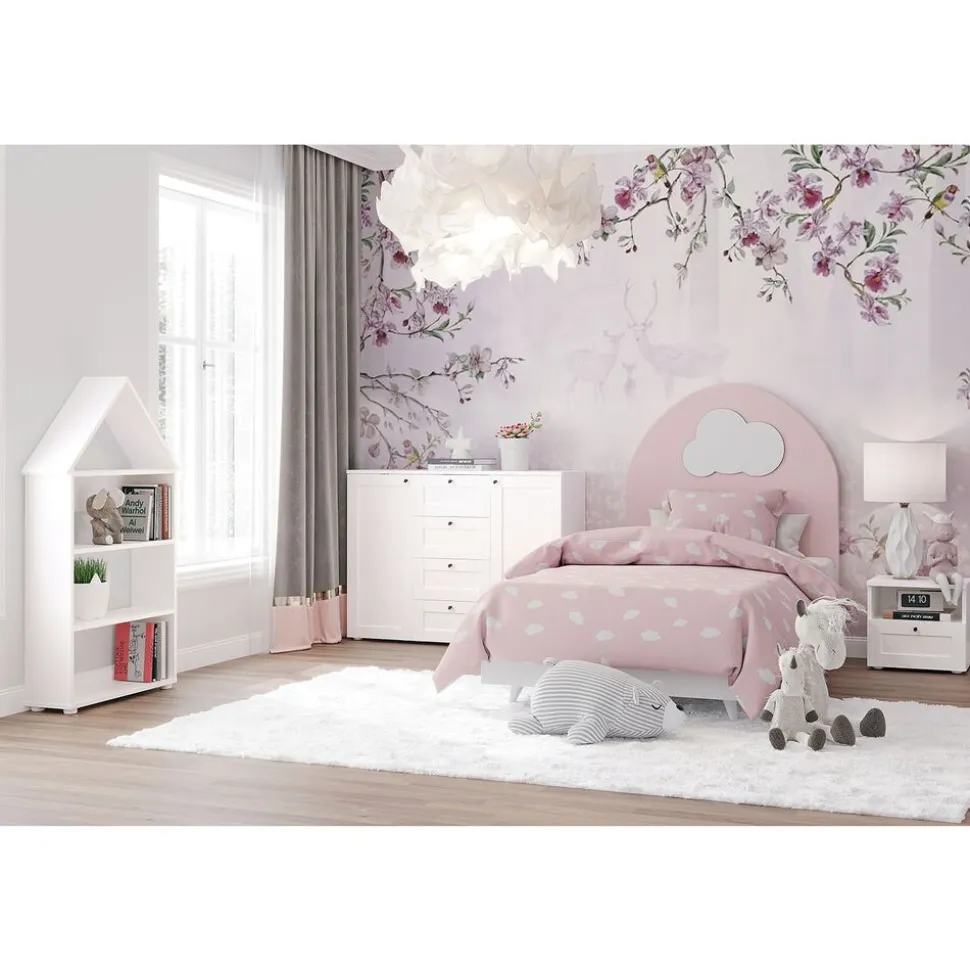 Komoda Meblomaster 110 x 35 x 82 cm, 4 szuflady, 2 drzwi, biała