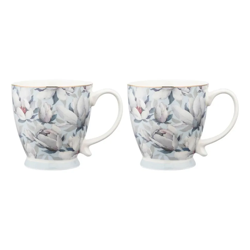 Komplet 2 filiżanek na stopce Altom Design, 420 ml, magnolia błękit