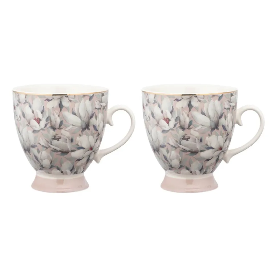 Komplet 2 filiżanek na stopce Altom Design, 420 ml, magnolia róż