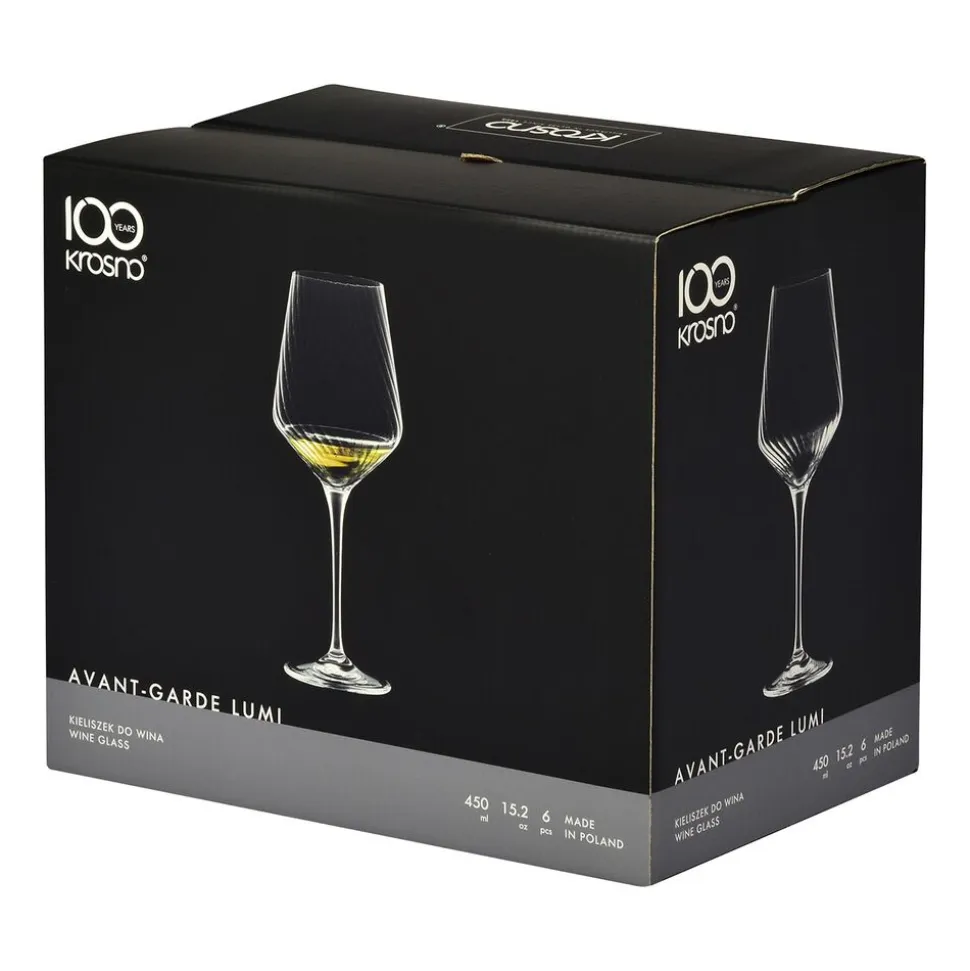 Komplet 6 kieliszków Krosno Avant-Garde Lumi, do wina białego, 450 ml