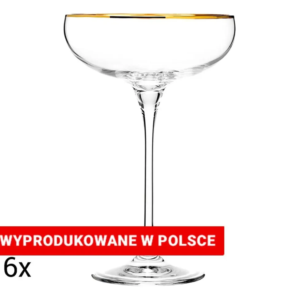 Komplet 6 kieliszków Krosno Harmony Gold, do szampana, 280 ml