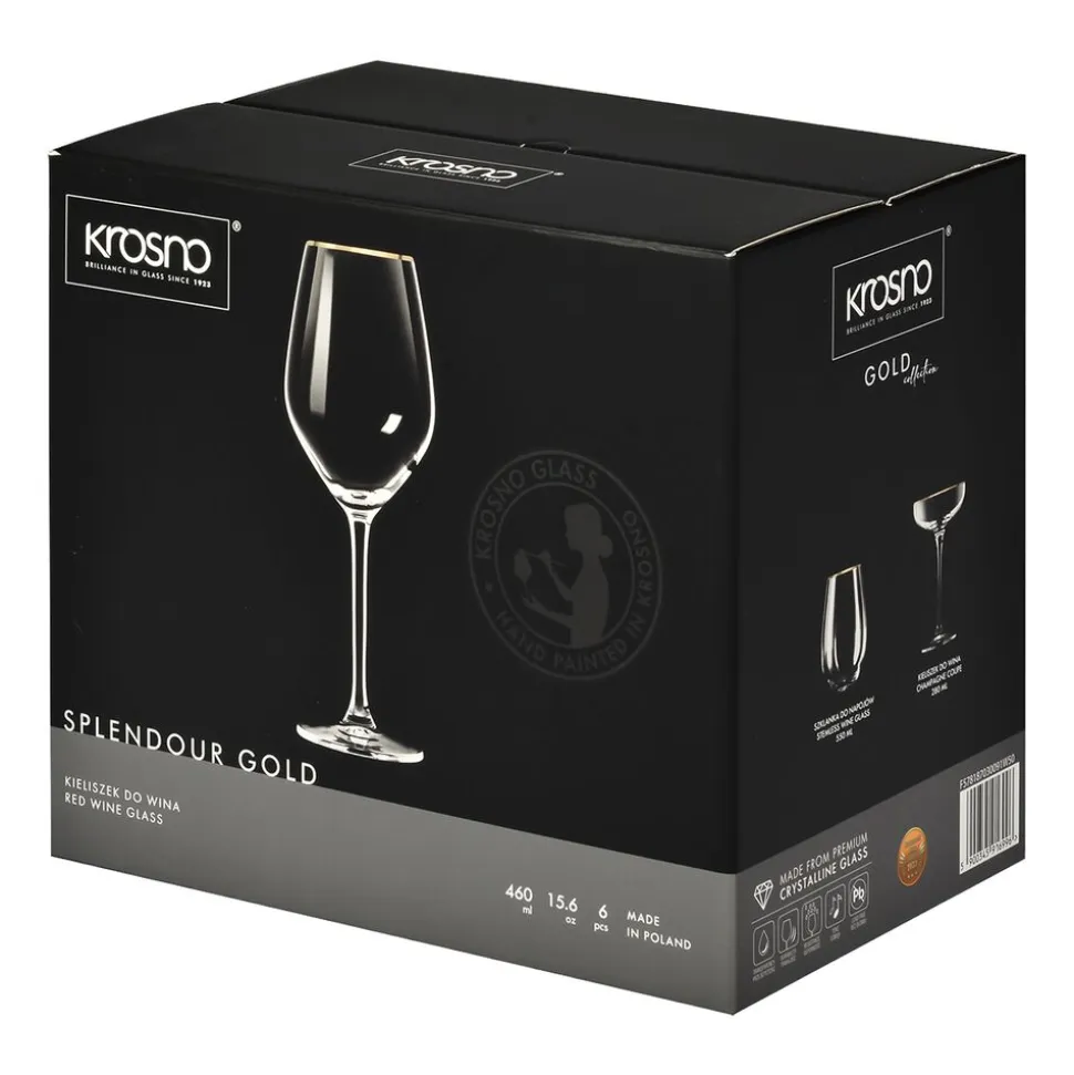Komplet 6 kieliszków Krosno Splendour Gold, do wina, 460 ml